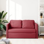 vidaXL Canapea extensibilă 2 în 1, roșu vin, 112x174x55 cm piele eco vidaXL Canapea extensibilă 2 în 1, roșu vin, 112x174x55 cm piele eco