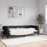 vidaXL Pat de zi, negru, 90x200 cm, material textil vidaXL Pat de zi, negru, 90x200 cm, material textil