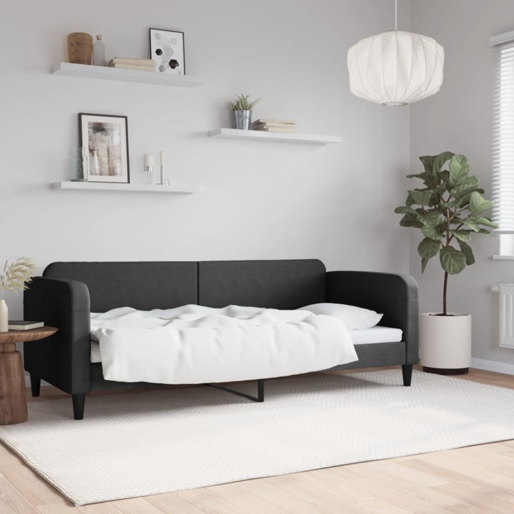 vidaXL Pat de zi, negru, 80x200 cm, material textil