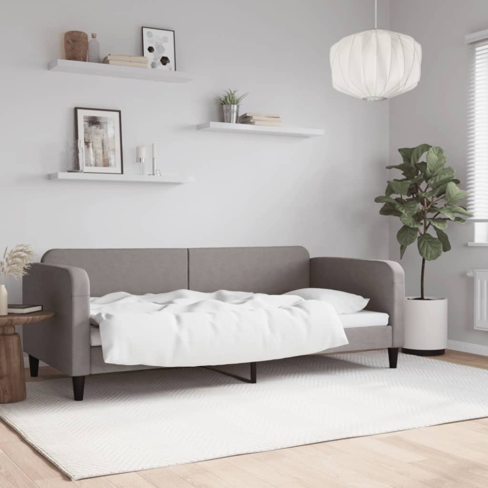 vidaXL Pat de zi, gri taupe, 90x200 cm, material textil