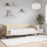 vidaXL Pat de zi, crem, 90x200 cm, material textil vidaXL Pat de zi, crem, 90x200 cm, material textil