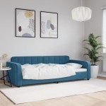 vidaXL Pat de zi, albastru, 90x200 cm, catifea vidaXL Pat de zi, albastru, 90x200 cm, catifea