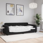 vidaXL Pat de zi, negru, 90x200 cm, catifea vidaXL Pat de zi, negru, 90x200 cm, catifea