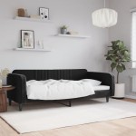 vidaXL Pat de zi, negru, 90x200 cm, catifea vidaXL Pat de zi, negru, 90x200 cm, catifea