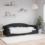 vidaXL Pat de zi, negru, 90x200 cm, material textil vidaXL Pat de zi, negru, 90x200 cm, material textil