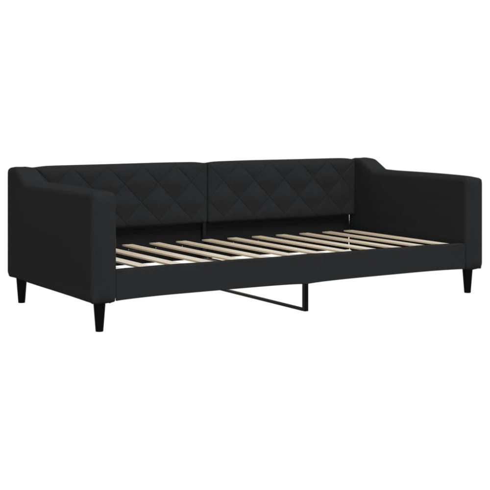 vidaXL Pat de zi, negru, 90x200 cm, material textil