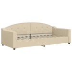 vidaXL Pat de zi, crem, 90x200 cm, material textil