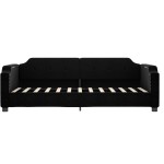 vidaXL Pat de zi, negru, 80x200 cm, material textil