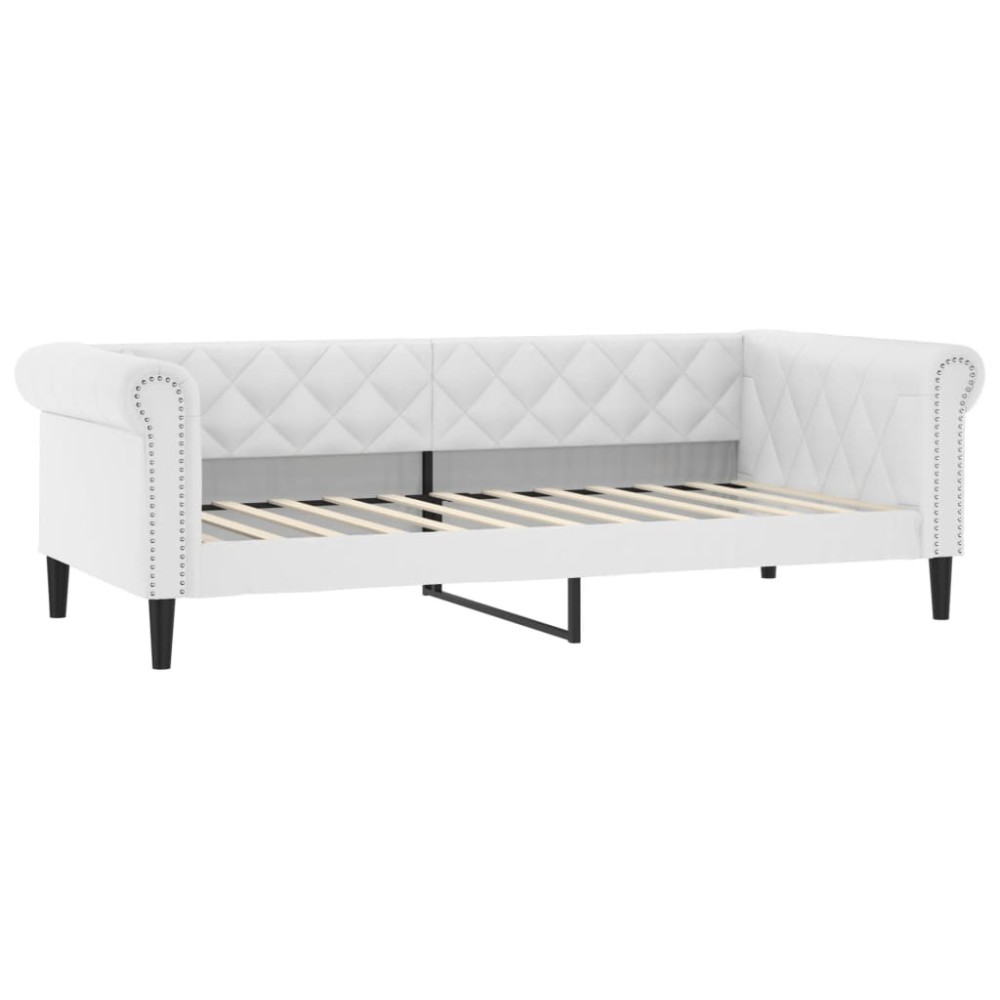 vidaXL Pat de zi, alb, 80x200 cm, piele ecologică