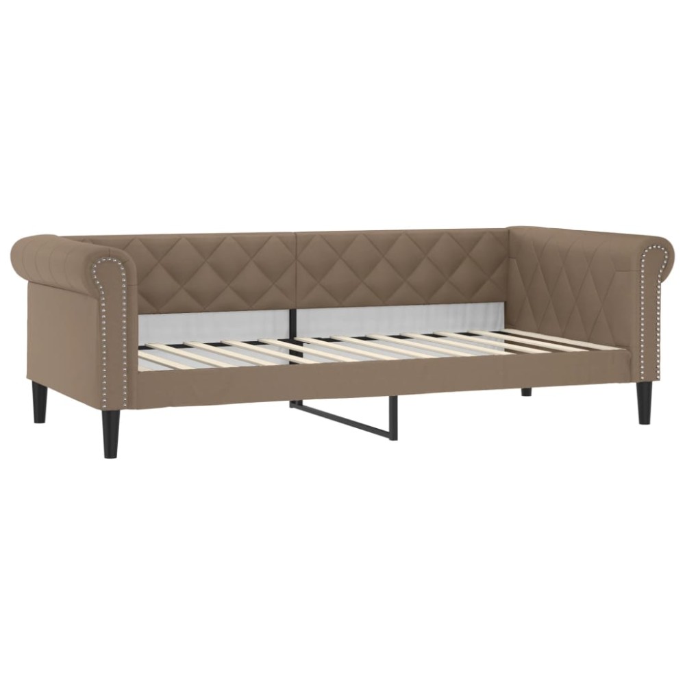 vidaXL Pat de zi, cappuccino, 100x200 cm, piele ecologică
