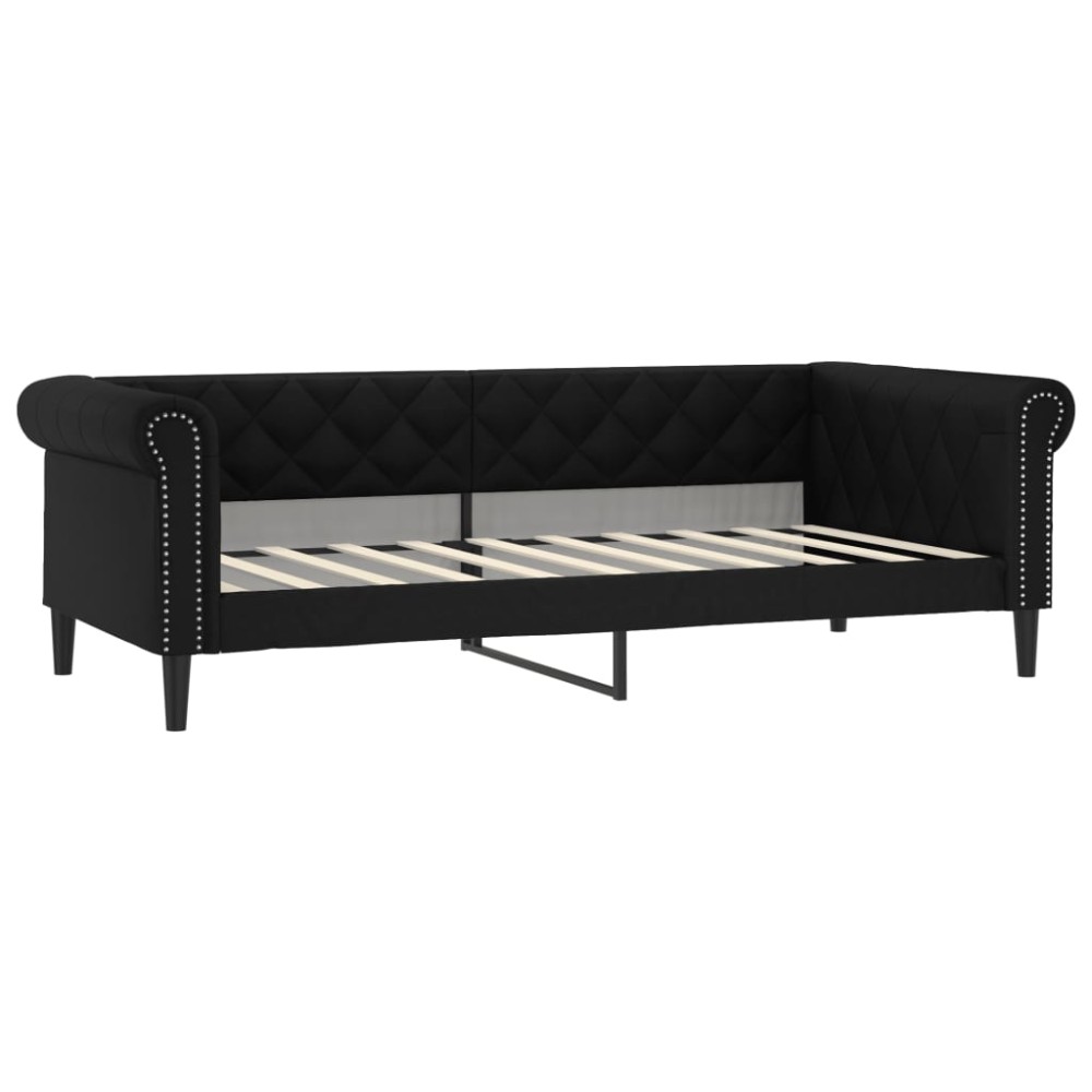 vidaXL Pat de zi, negru, 90x190 cm, piele ecologică