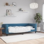 vidaXL Pat de zi, albastru, 90x200 cm, catifea vidaXL Pat de zi, albastru, 90x200 cm, catifea