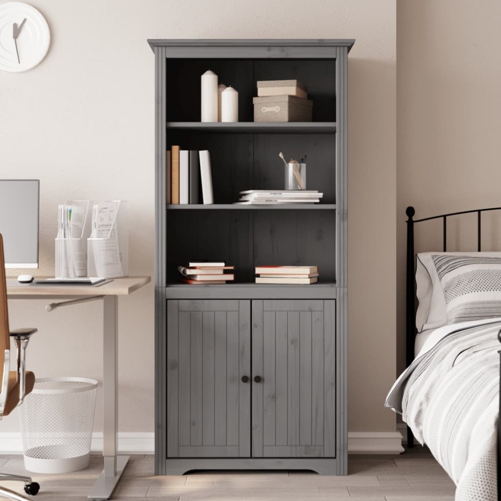 vidaXL Bibliotecă "BODO", gri, 82x40x173 cm, lemn masiv de pin