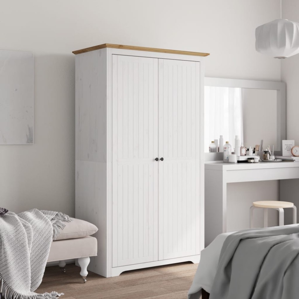 vidaXL Șifonier "BODO", alb & maro, 99x53,5x173 cm, lemn masiv de pin