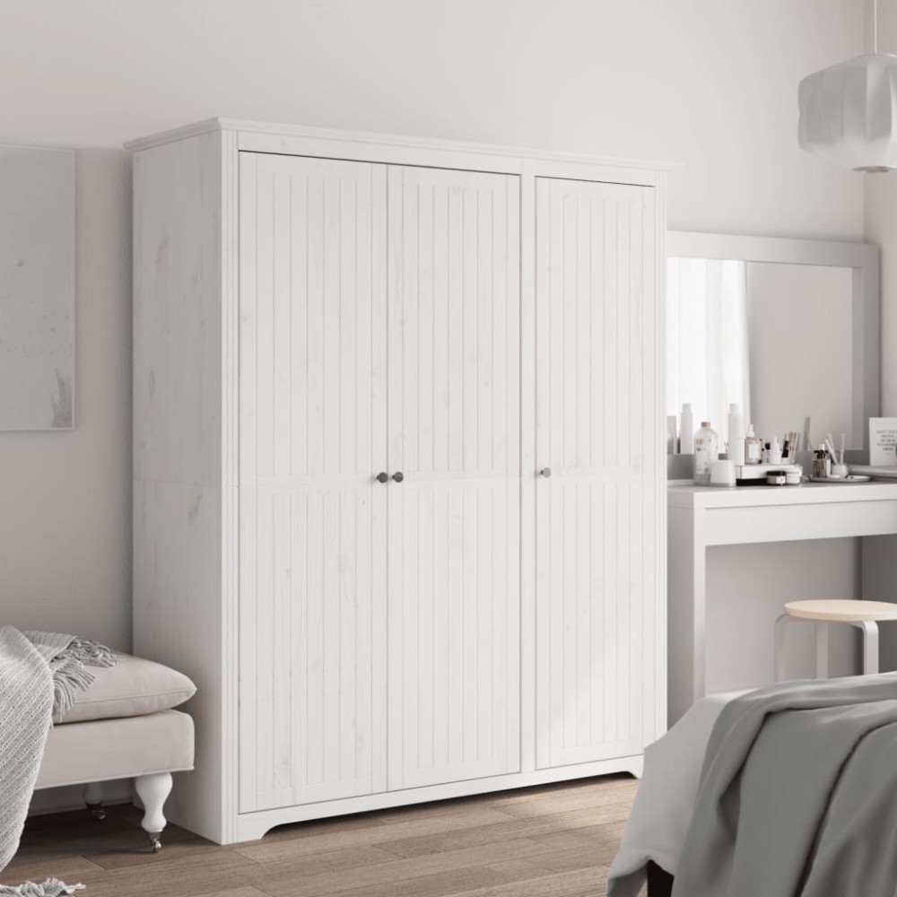 vidaXL Șifonier "BODO", alb, 146x53,5x173 cm, lemn masiv de pin