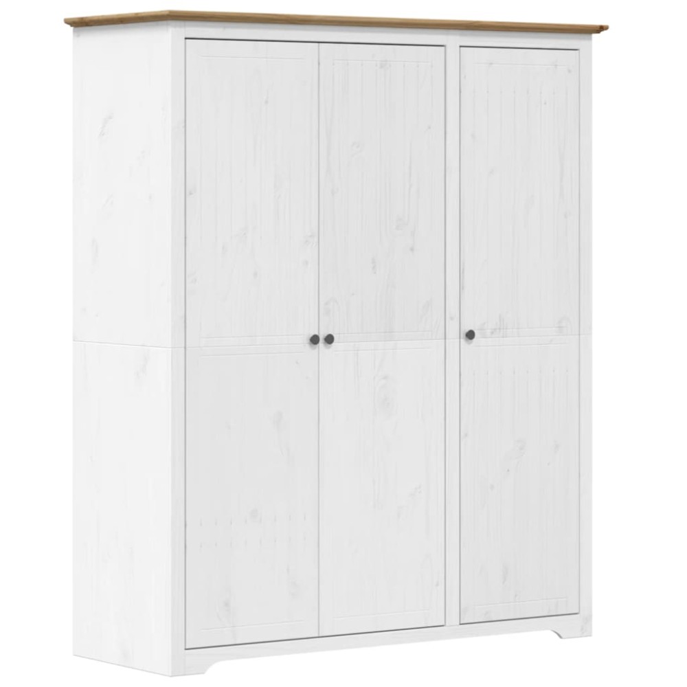 vidaXL Șifonier "BODO", alb & maro, 146x53,5x173 cm, lemn masiv de pin