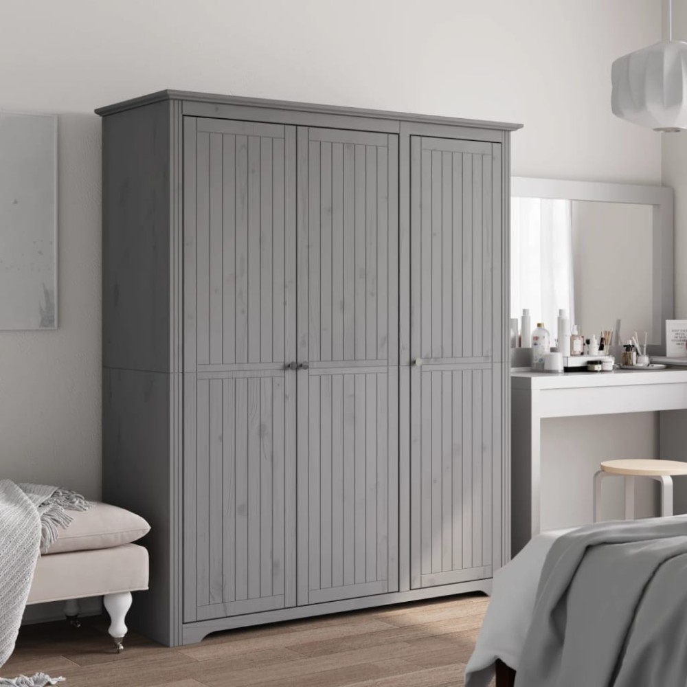 vidaXL Șifonier "BODO", gri, 146x53,5x173 cm, lemn masiv de pin