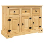 vidaXL Servantă Corona, maro, 112x44x78 cm, lemn masiv de pin mexican vidaXL Servantă Corona, maro, 112x44x78 cm, lemn masiv de pin mexican