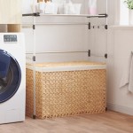 vidaXL Coș de rufe cu 3 secțiuni 75x42,5x52 cm zambilă de apă vidaXL Coș de rufe cu 3 secțiuni 75x42,5x52 cm zambilă de apă