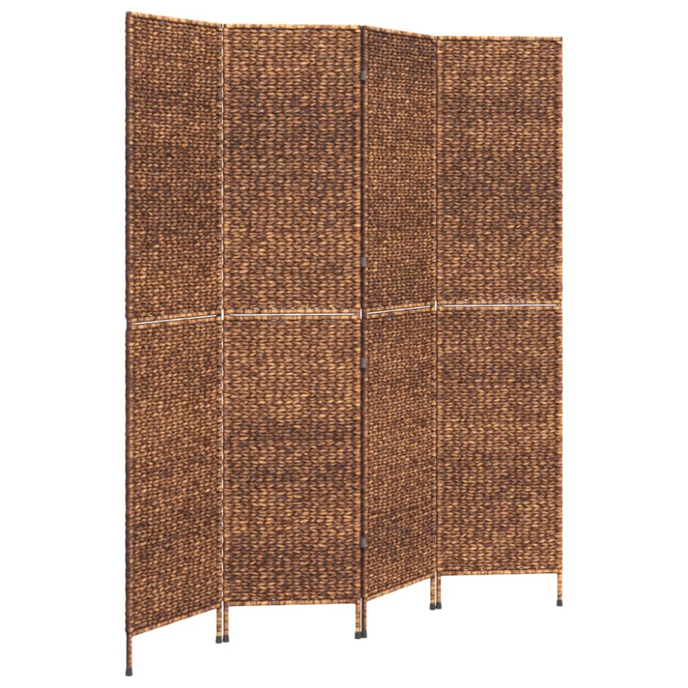 vidaXL Paravan de cameră cu 4 panouri maro, 163x180 cm, zambilă de apă