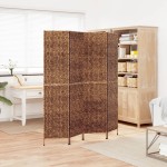 vidaXL Paravan de cameră cu 4 panouri maro, 163x180 cm, zambilă de apă vidaXL Paravan de cameră cu 4 panouri maro, 163x180 cm, zambilă de apă