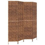 vidaXL Paravan de cameră cu 4 panouri maro, 163x180 cm, zambilă de apă vidaXL Paravan de cameră cu 4 panouri maro, 163x180 cm, zambilă de apă