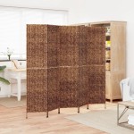 vidaXL Paravan de cameră cu 5 panouri maro, 205x180 cm, zambilă de apă vidaXL Paravan de cameră cu 5 panouri maro, 205x180 cm, zambilă de apă