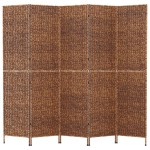 vidaXL Paravan de cameră cu 5 panouri maro, 205x180 cm, zambilă de apă vidaXL Paravan de cameră cu 5 panouri maro, 205x180 cm, zambilă de apă