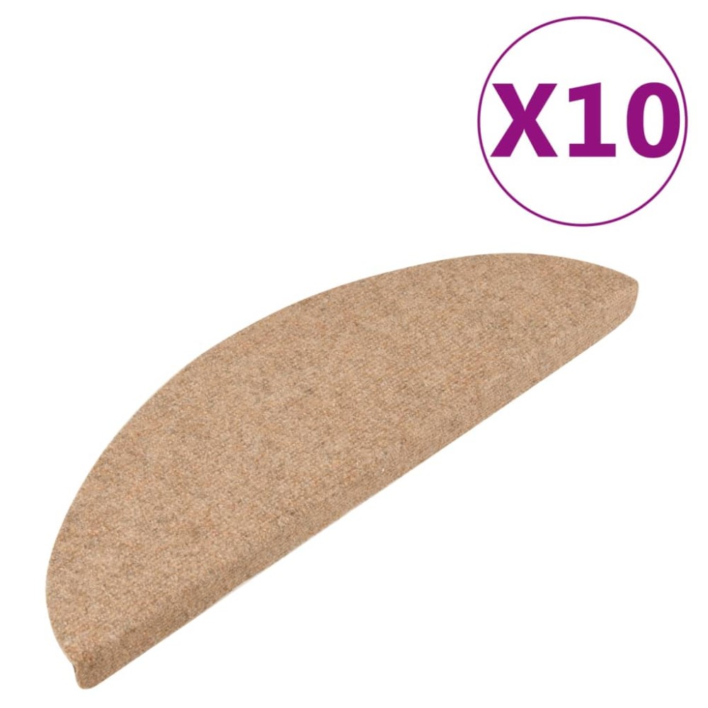 vidaXL Covorașe de scări autoadezive, 10 buc., bej, 65x22,5x3,5 cm