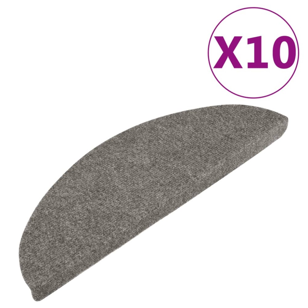 vidaXL Covorașe de scări autoadezive, 10 buc., gri, 65x22,5x3,5 cm