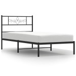 vidaXL Cadru de pat din metal cu tăblie, negru, 100x200 cm