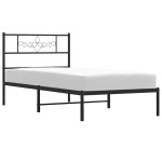 vidaXL Cadru de pat din metal cu tăblie, negru, 100x200 cm