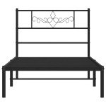 vidaXL Cadru de pat din metal cu tăblie, negru, 100x200 cm