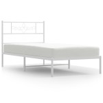 vidaXL Cadru de pat din metal cu tăblie, alb, 107x203 cm
