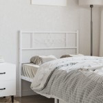 vidaXL Tăblie de pat metalică, alb, 107 cm