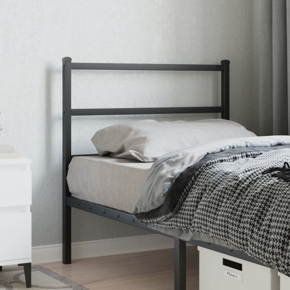 vidaXL Tăblie de pat metalică, negru, 90 cm