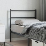 vidaXL Tăblie de pat metalică, negru, 90 cm
