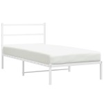 vidaXL Cadru de pat din metal cu tăblie, alb, 100x200 cm