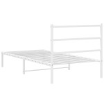 vidaXL Cadru de pat din metal cu tăblie, alb, 100x200 cm