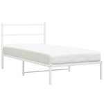 vidaXL Cadru de pat din metal cu tăblie, alb, 107x203 cm