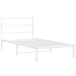 vidaXL Cadru de pat din metal cu tăblie, alb, 107x203 cm