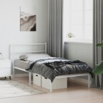 vidaXL Cadru de pat din metal cu tăblie, alb, 107x203 cm