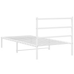 vidaXL Cadru de pat din metal cu tăblie, alb, 107x203 cm