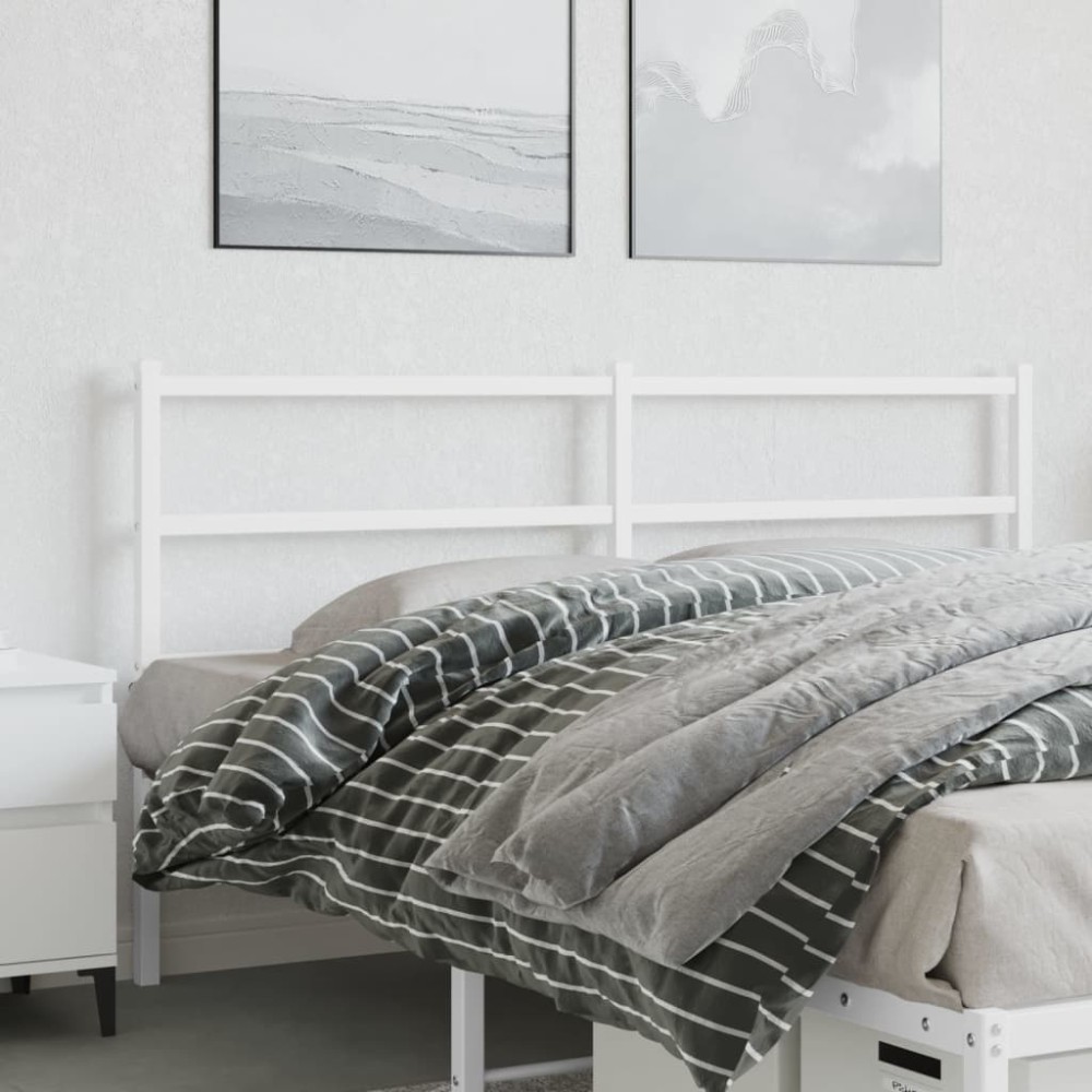 vidaXL Tăblie de pat metalică, alb, 150 cm