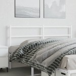 vidaXL Tăblie de pat metalică, alb, 150 cm