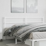 vidaXL Tăblie de pat metalică, alb, 180 cm