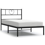 vidaXL Cadru de pat din metal cu tăblie, negru, 100x200 cm