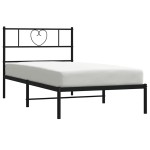 vidaXL Cadru de pat din metal cu tăblie, negru, 100x200 cm