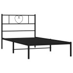 vidaXL Cadru de pat din metal cu tăblie, negru, 100x200 cm