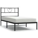 vidaXL Cadru de pat din metal cu tăblie, negru, 107x203 cm